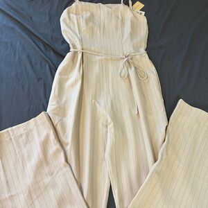 Elegant Cream Striped Jumpsuit